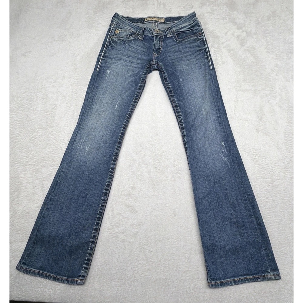 Big Star Sweet Boot Stretch Jeans 26 XL Ultra Low Rise Distressed Denim Y2K VTG